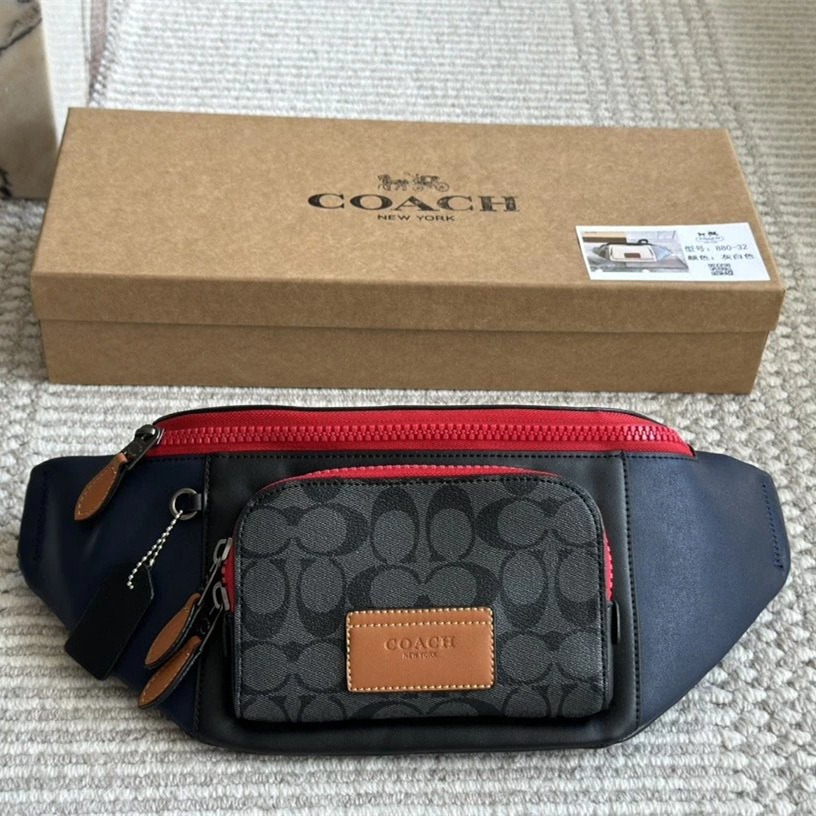 Coach蔻馳胸包 經典老花拼色腰包 男生胸包 男女通用情侶背包 TRACK腰包 單肩包 側背包 斜背包 休閒包 運動旅-規格圖11