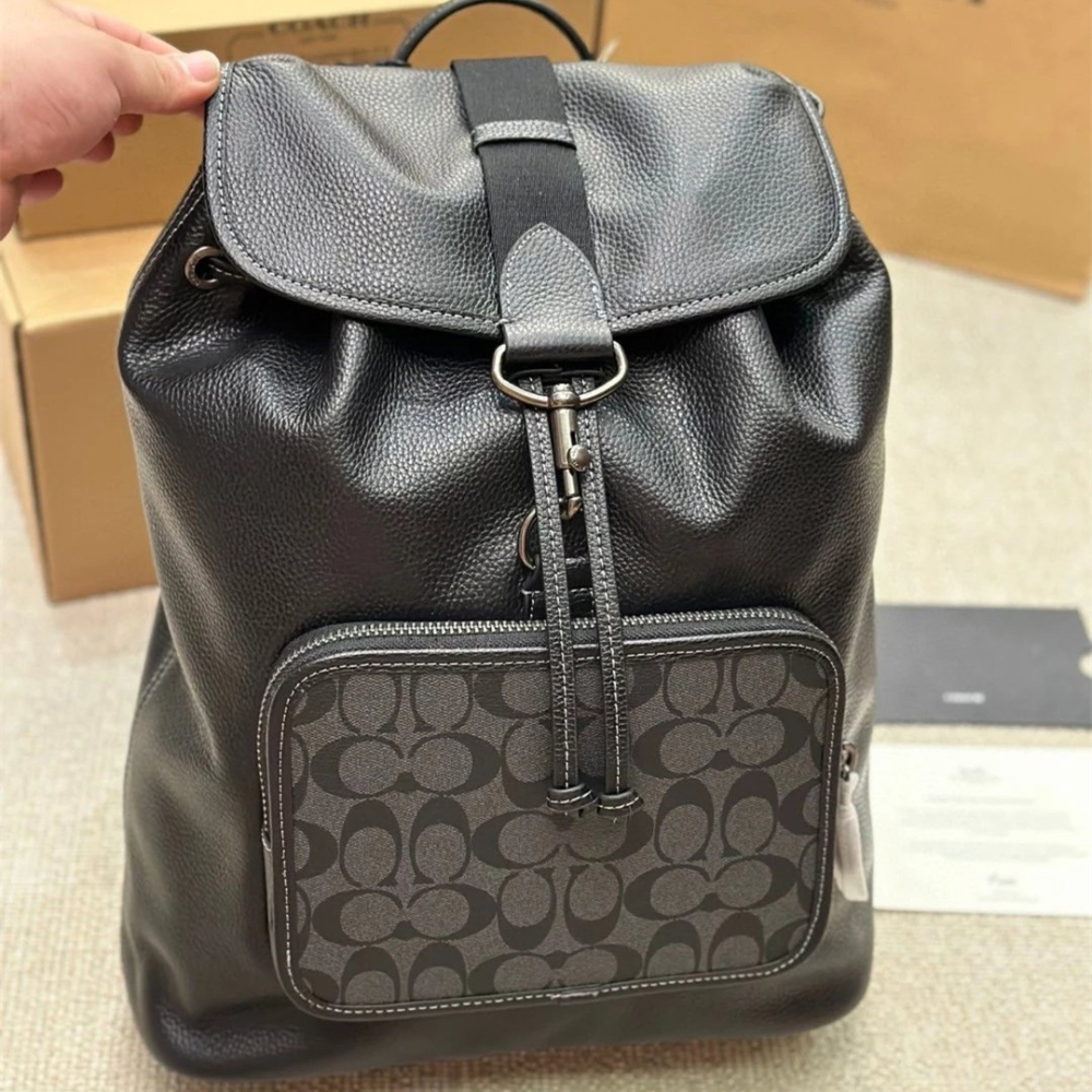 Coach蔻馳雙肩包 Sullivan男生雙肩後背包 女生背包 男女通用款情侶背包 大容量翻蓋抽繩包 學生書包 商務通勤-細節圖2