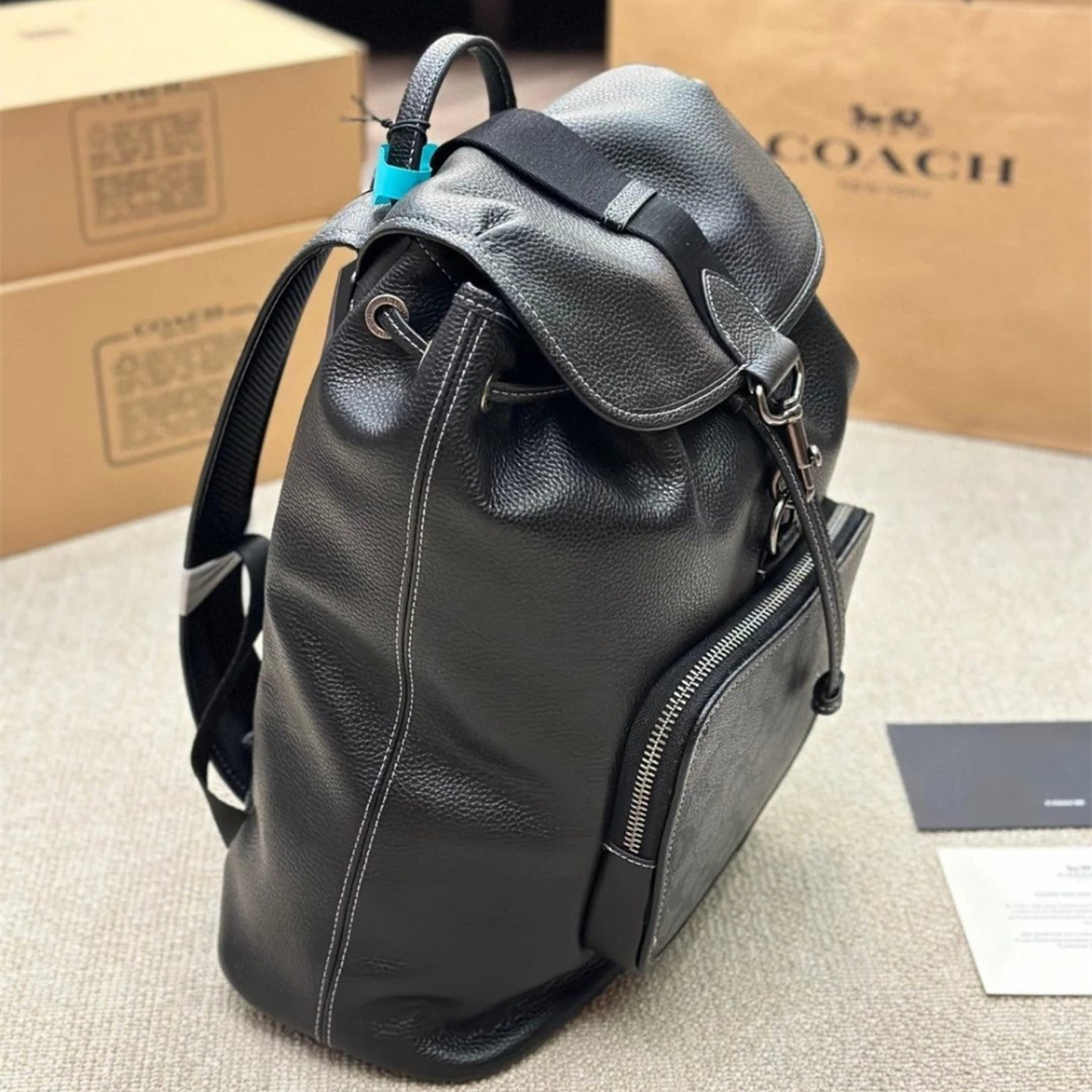 Coach蔻馳雙肩包 Sullivan男生雙肩後背包 女生背包 男女通用款情侶背包 大容量翻蓋抽繩包 學生書包 商務通勤-細節圖4