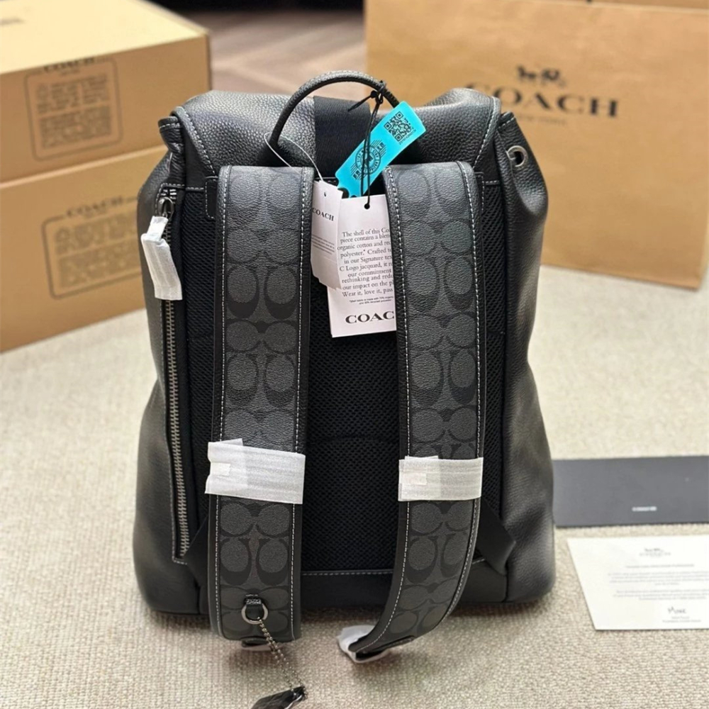 Coach蔻馳雙肩包 Sullivan男生雙肩後背包 女生背包 男女通用款情侶背包 大容量翻蓋抽繩包 學生書包 商務通勤-細節圖6
