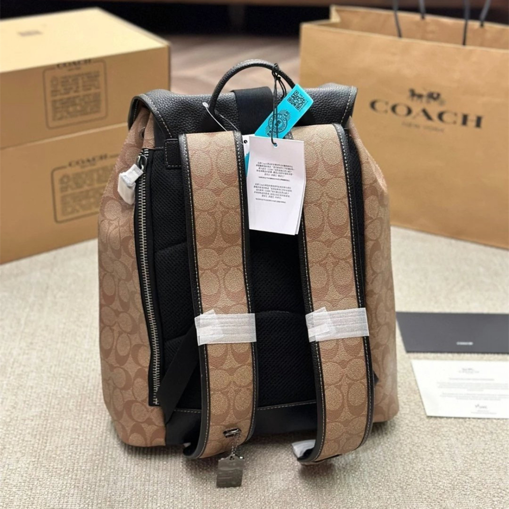 Coach蔻馳雙肩包 Sullivan男生雙肩後背包 女生背包 男女通用款情侶背包 大容量翻蓋抽繩包 學生書包 商務通勤-細節圖8