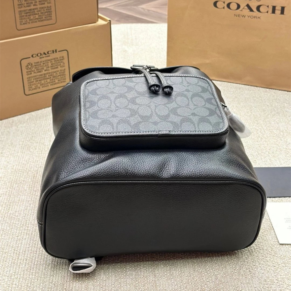 Coach蔻馳雙肩包 Sullivan男生雙肩後背包 女生背包 男女通用款情侶背包 大容量翻蓋抽繩包 學生書包 商務通勤-細節圖10