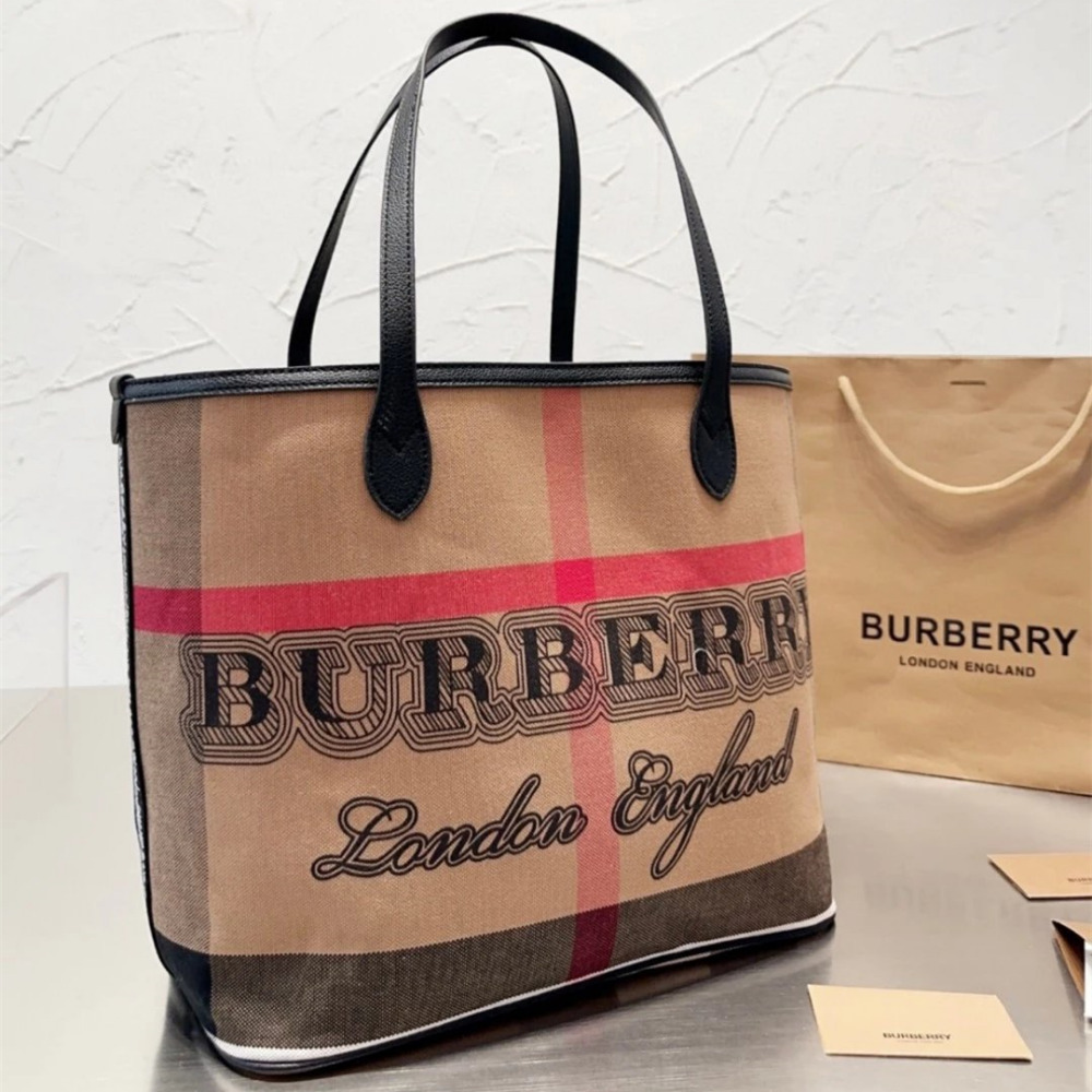 Burberry戰馬包包 女生托特包 大方包 購物袋 媽咪包 經典格紋帆布包 字母包 Tote包 通勤百搭單肩包 側背包-規格圖10