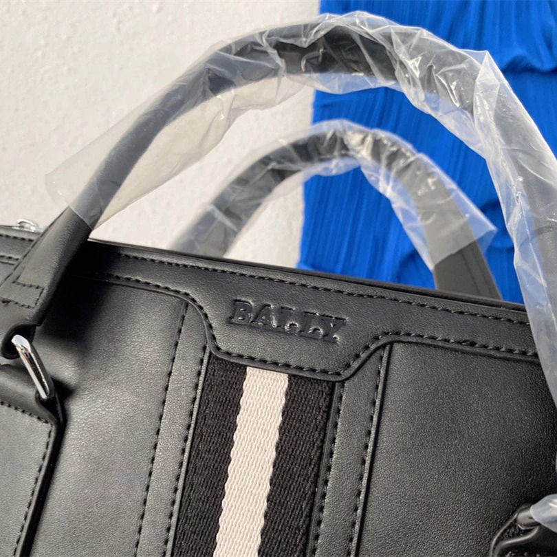 Bally巴利包包 男生背包 單肩包 側背包 斜背包 大容量背包男 商務出差公事包 旅行包 黑色牛皮背包 真皮包包男 電-細節圖7