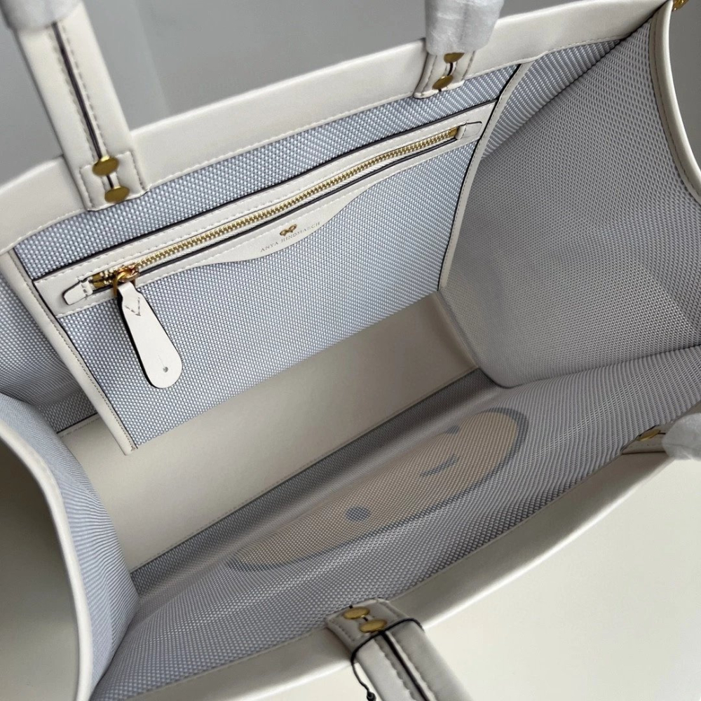 Anya安雅包包 網格編織笑臉包 女生包包 大容量購物袋 托特包 手提袋 皮質包包 真皮女包 沙灘包 時尚通勤包 休閒包-細節圖5