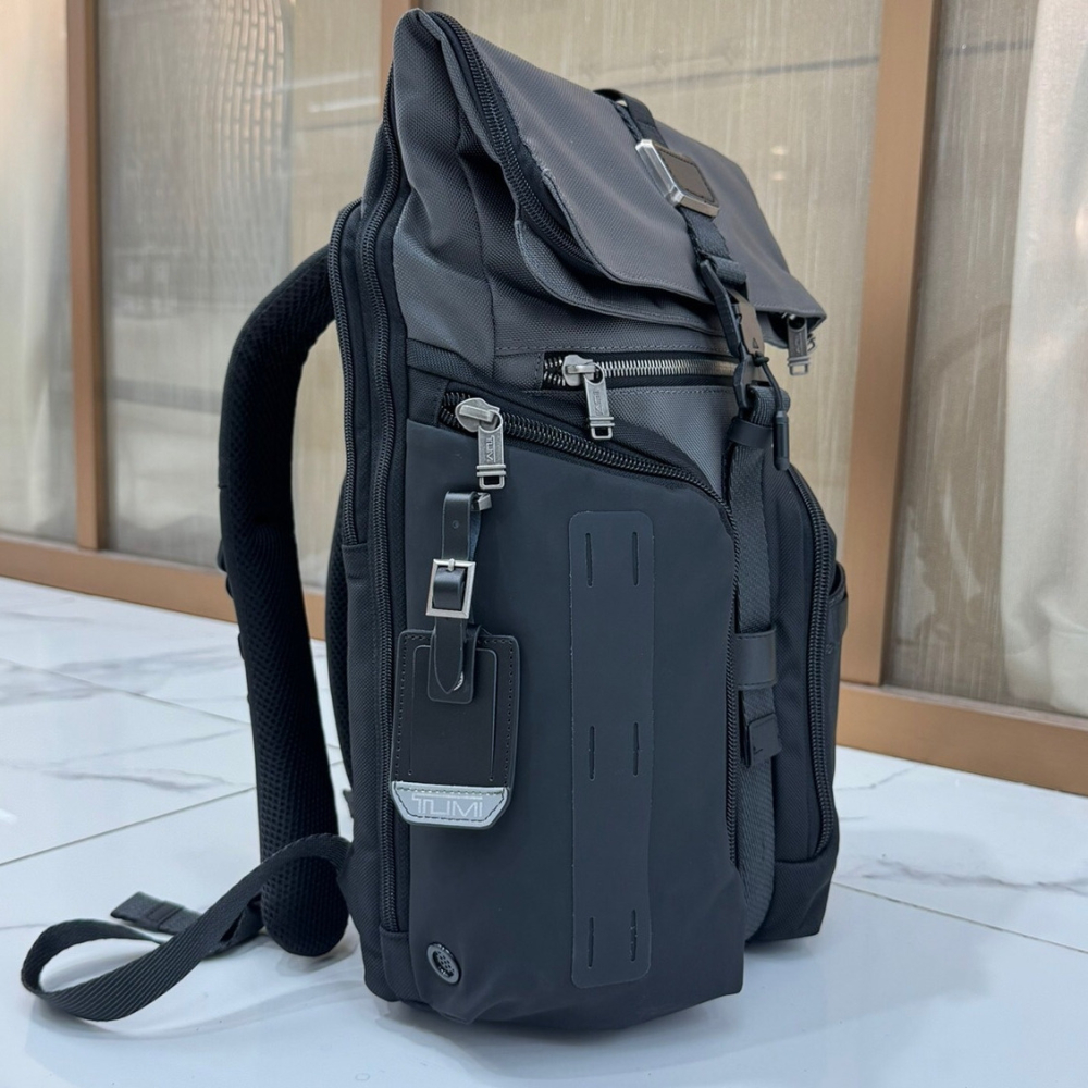 TUMI雙肩包 途明背包 ALPHA BRAVO系列232759D卷頂休閒包 尼龍拼牛皮時尚商務背包 多隔層多功能後背包-細節圖2