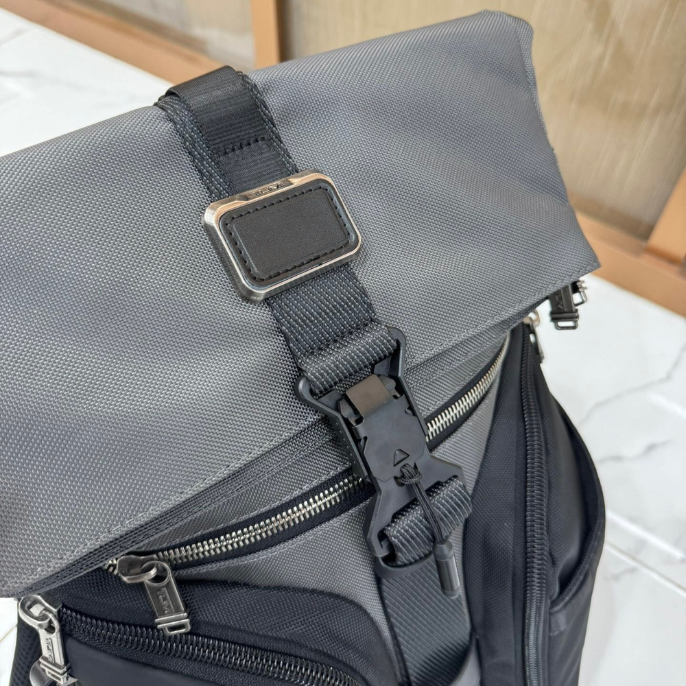 TUMI雙肩包 途明背包 ALPHA BRAVO系列232759D卷頂休閒包 尼龍拼牛皮時尚商務背包 多隔層多功能後背包-細節圖5