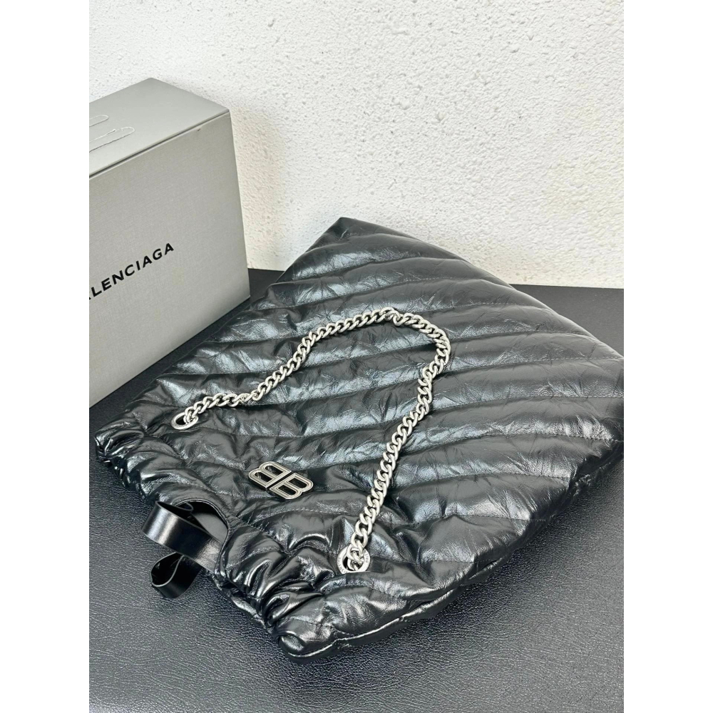 BALENCIAG巴黎世家包包 23crush系列鏈條包 機場包 女生包包 黑色皮質背包 時尚休閒垃圾袋 真皮單肩包 手-細節圖3