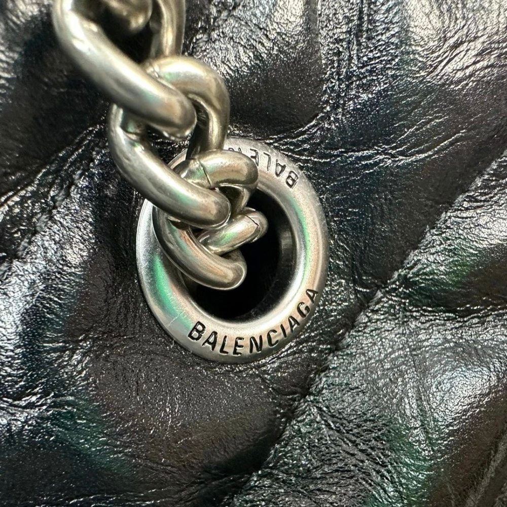 BALENCIAG巴黎世家包包 23crush系列鏈條包 機場包 女生包包 黑色皮質背包 時尚休閒垃圾袋 真皮單肩包 手-細節圖4