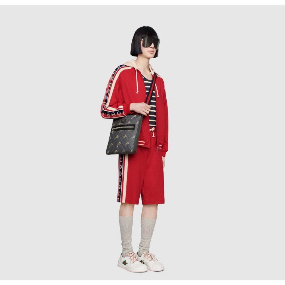 Gucci古馳包包 男生斜背包 經典印花彩帶老虎斜背包 單肩包 側背包 商務通勤休閒包 運動包 旅行包 小背包-細節圖2