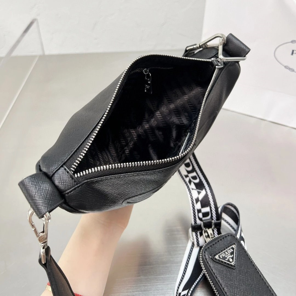 Prada普拉達包包 二合一三角包 Triangle Saffiano皮質壓花徽標單肩包 男女通用斜背包 時尚休閒包 通-細節圖10