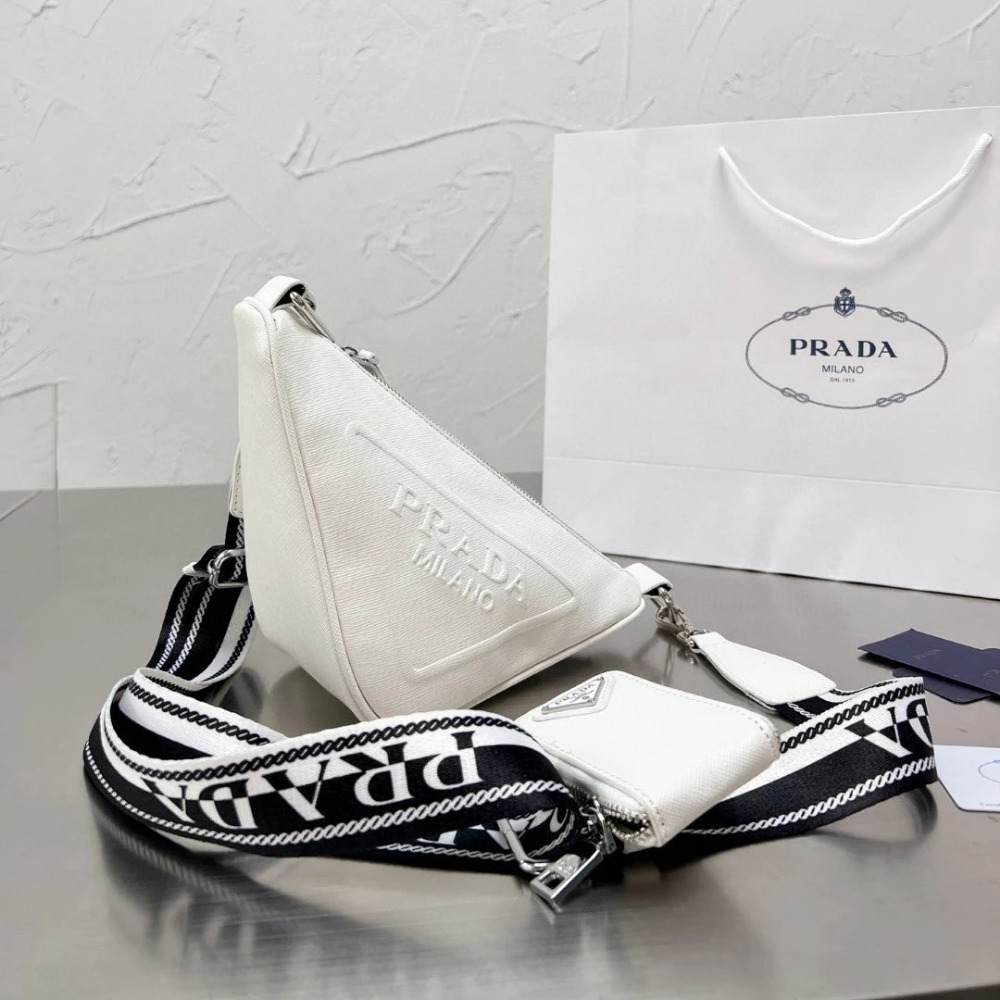 Prada普拉達包包 二合一三角包 Triangle Saffiano皮質壓花徽標單肩包 男女通用斜背包 時尚休閒包 通-規格圖10