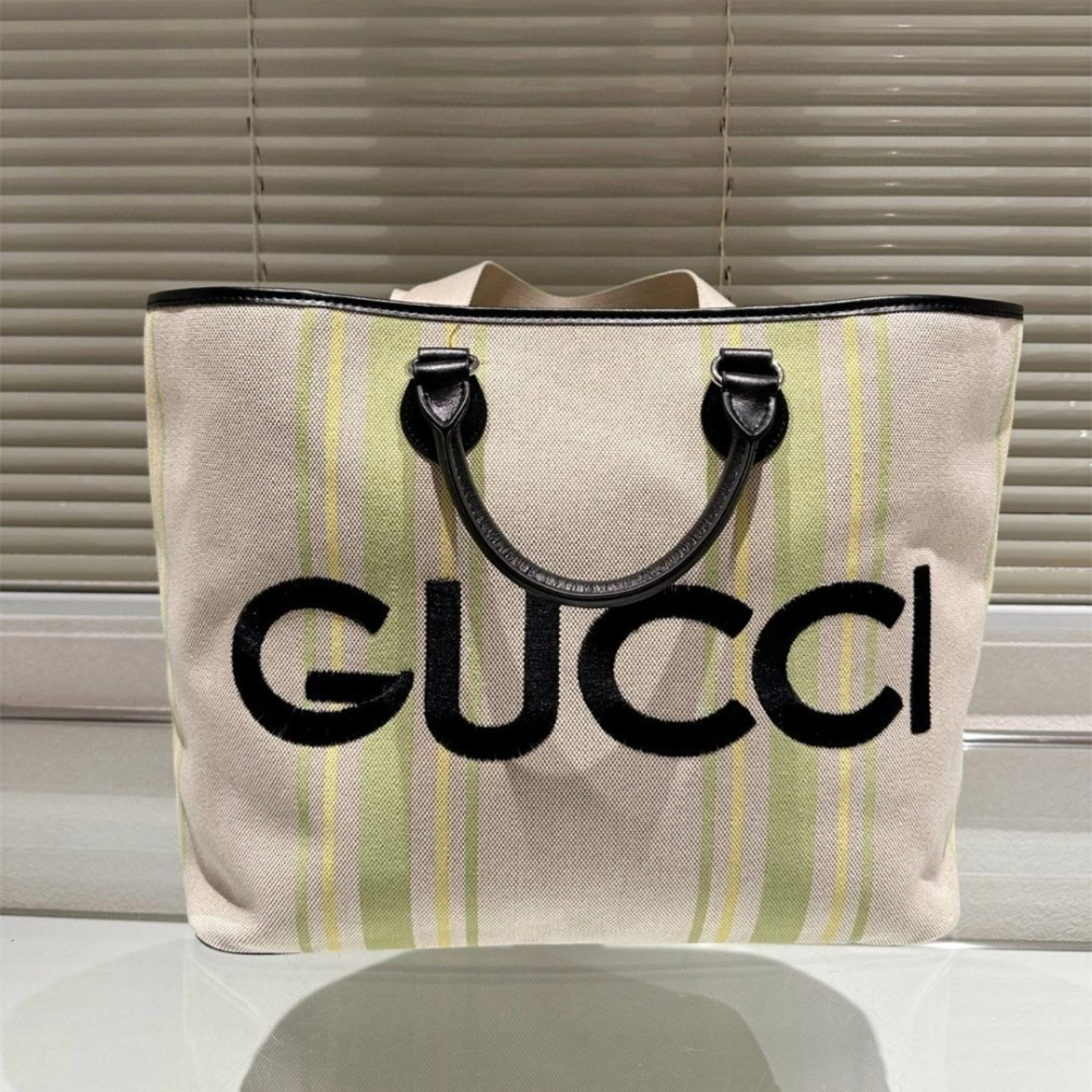 Gucci古馳包包 女生包包 大容量托特包 字母包 大方包 購物袋 帆布包 大號手提袋 媽咪包 休閒通勤包-細節圖2