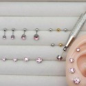【麗晶飾品】316L醫療鋼/轉珠耳環/3mm4mm包鑽/施華洛世奇水晶單鑽鈦鋼耳環/0.8mm細針鋼針鎖珠耳環/單支價-規格圖1