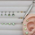 【麗晶飾品】316L醫療鋼/轉珠耳環/3mm4mm包鑽/施華洛世奇水晶單鑽鈦鋼耳環/0.8mm細針鋼針鎖珠耳環/單支價-規格圖1