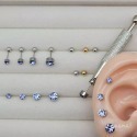 【麗晶飾品】316L醫療鋼/轉珠耳環/3mm4mm包鑽/施華洛世奇水晶單鑽鈦鋼耳環/0.8mm細針鋼針鎖珠耳環/單支價-規格圖1