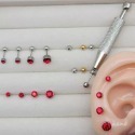 【麗晶飾品】316L醫療鋼/轉珠耳環/3mm4mm包鑽/施華洛世奇水晶單鑽鈦鋼耳環/0.8mm細針鋼針鎖珠耳環/單支價-規格圖1