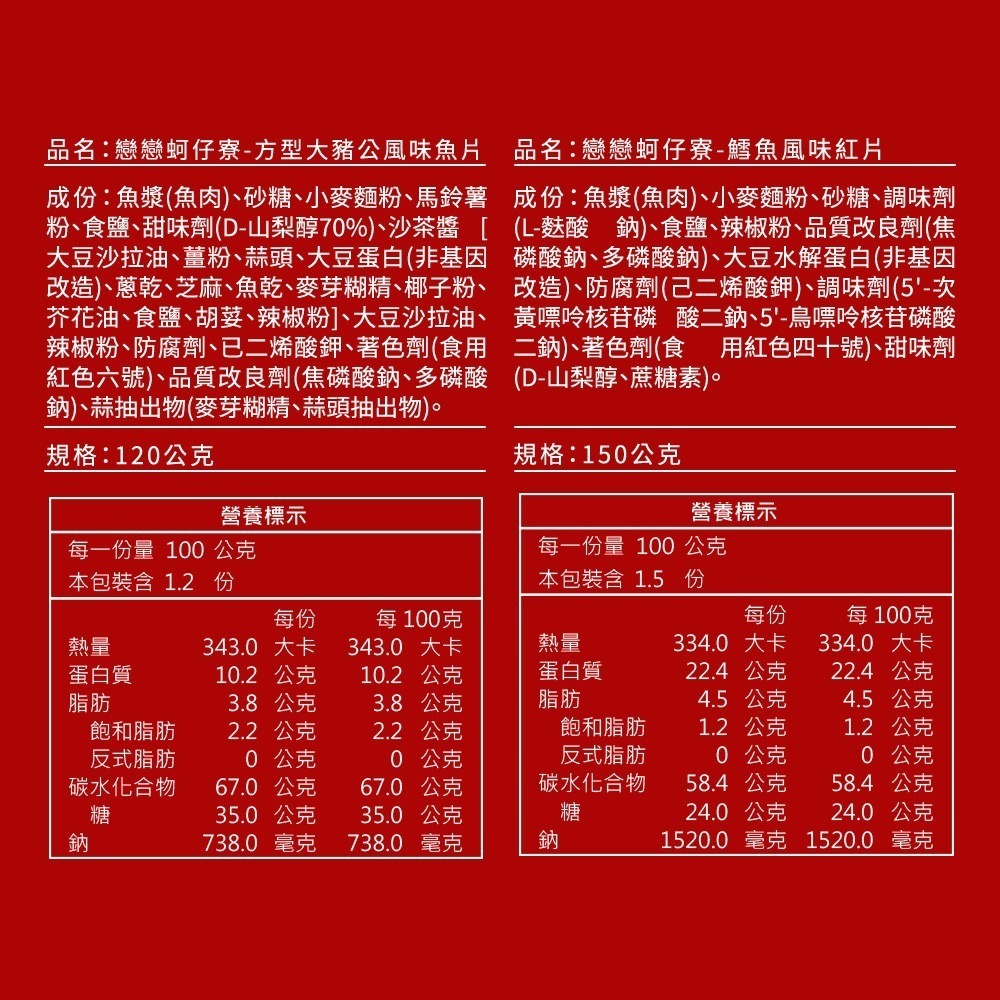 【戀戀蚵仔寮】過年海味派對五入組 (刀削章魚花、碳烤飛卷片、方型大豬公風味魚片、鱈魚風味紅片、香之魚)-細節圖10