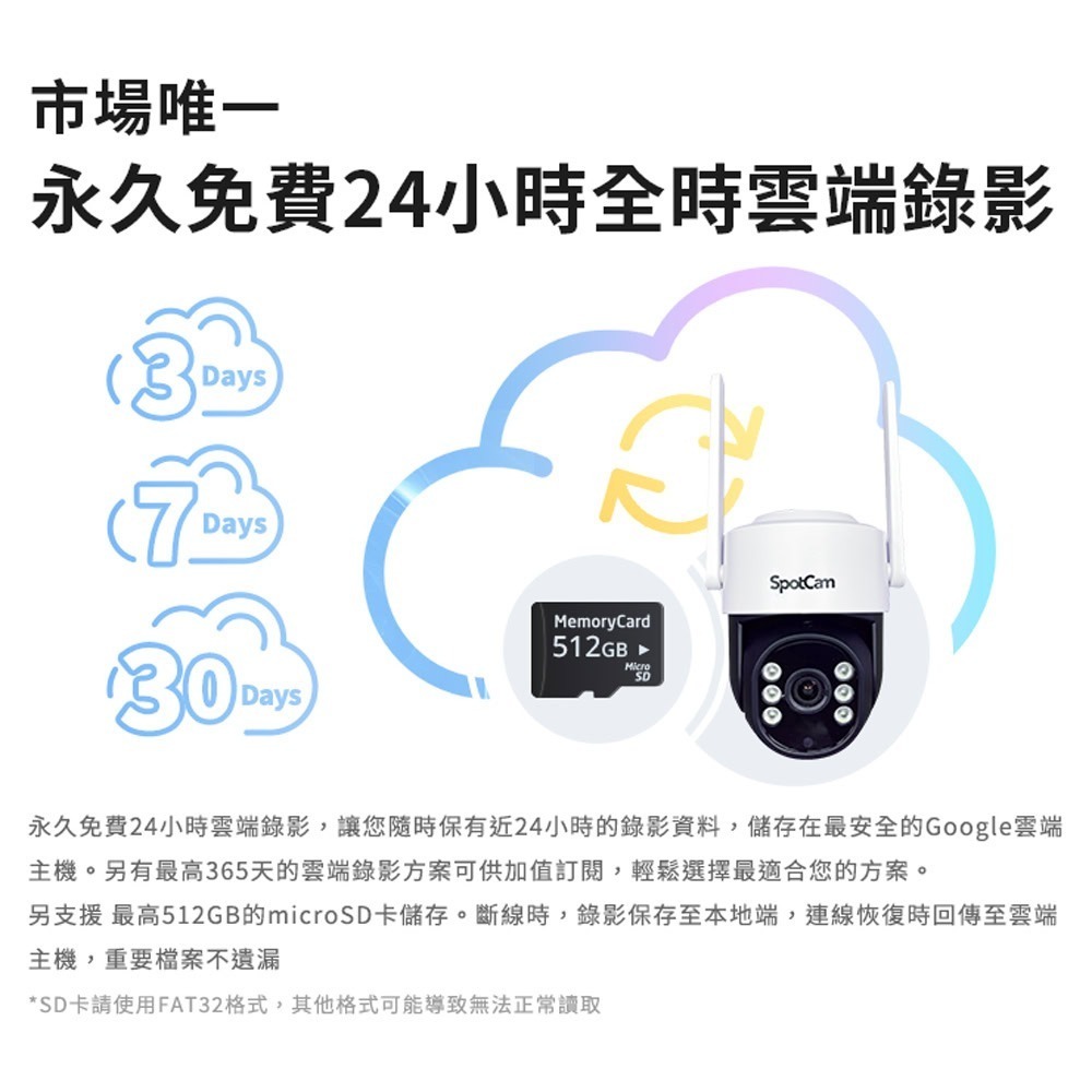 SpotCam PT1  2.5K可旋轉全彩夜視防水球機 戶外 聚光燈 網路攝影機 網路線 無線 監視器 台灣製-細節圖8