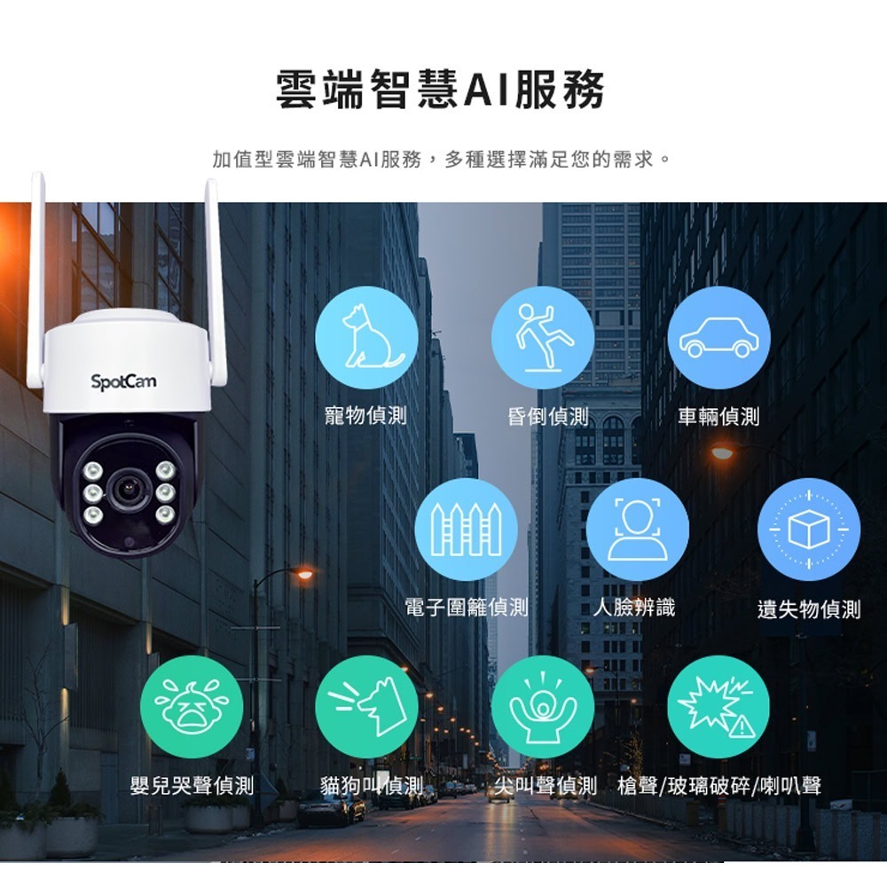 SpotCam PT1  2.5K可旋轉全彩夜視防水球機 戶外 聚光燈 網路攝影機 網路線 無線 監視器 台灣製-細節圖10
