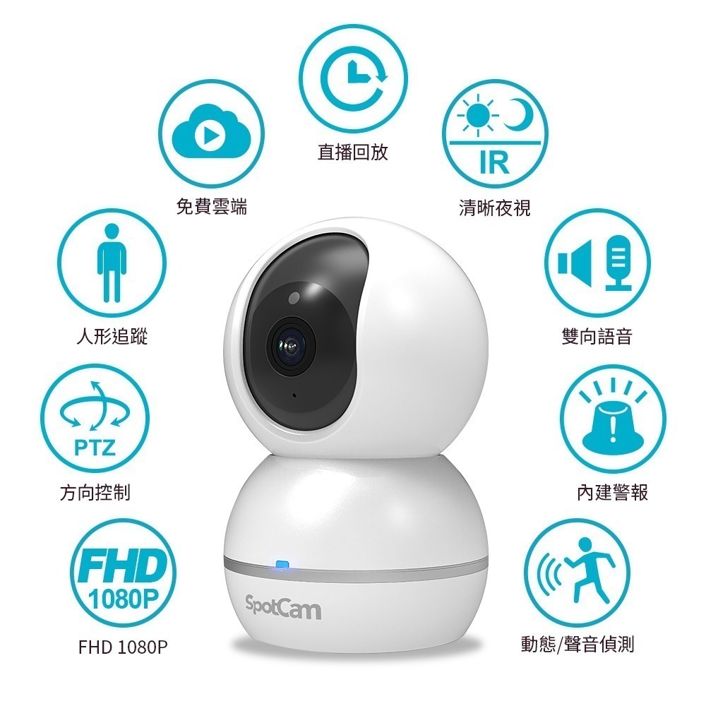 SpotCam Eva 2 可擺頭雲端無線wifi監視器 無死角自動人形追蹤 台灣家用監視器 監視器攝影機 網路攝影機-細節圖3