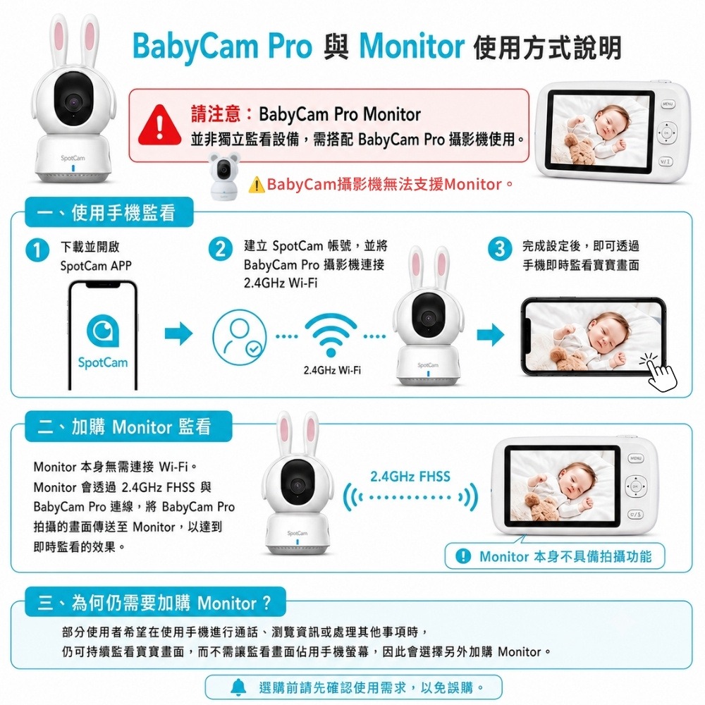 SpotCam BabyCam Pro Monitor 智慧寶寶監視器專用5吋螢幕/720P/VOX喚醒/雙向語音-細節圖9