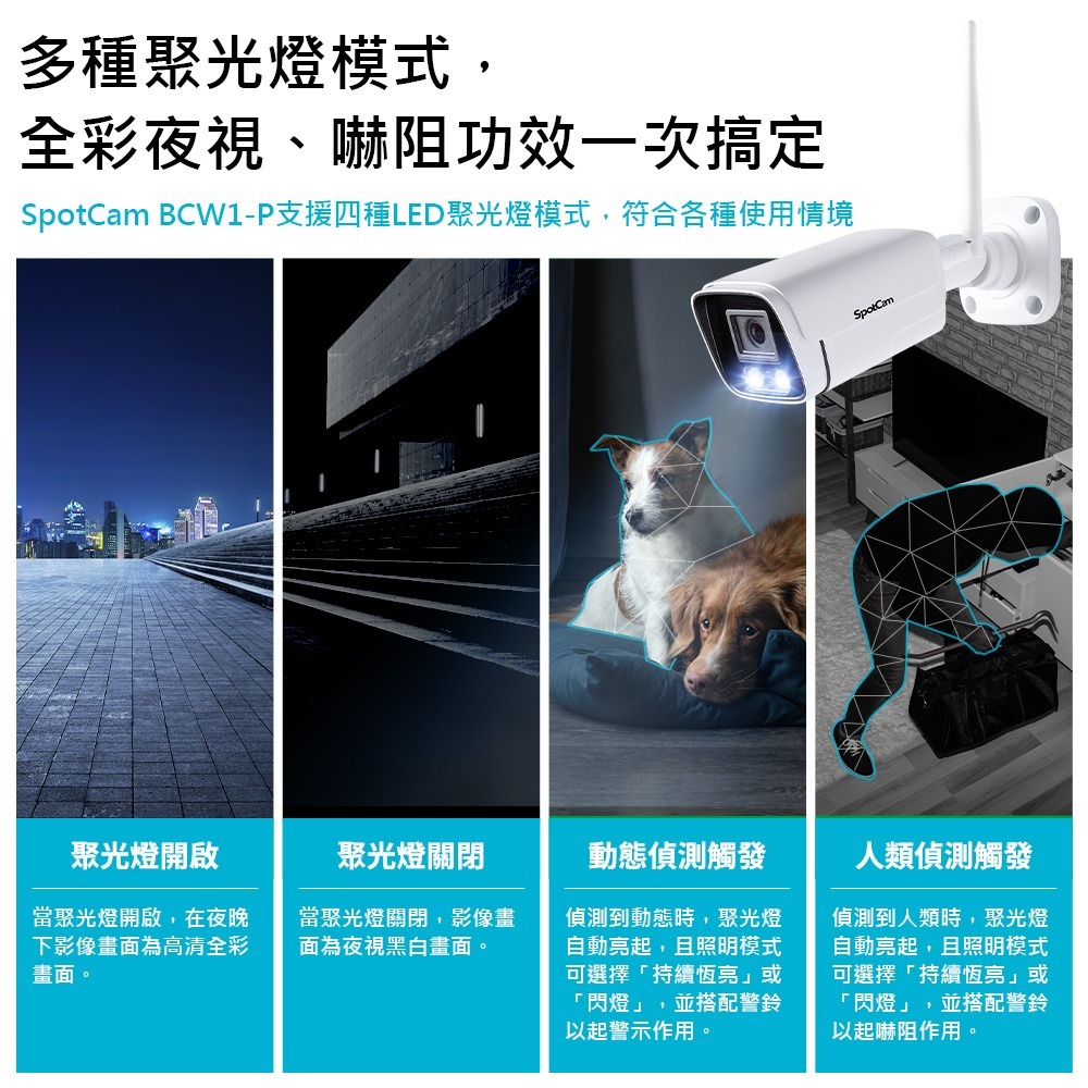 SpotCam BCW1-P PoE款 全彩高清夜視防水監視器 戶外監控攝影機 2K 聚光燈 網路攝影機 台灣製-細節圖3