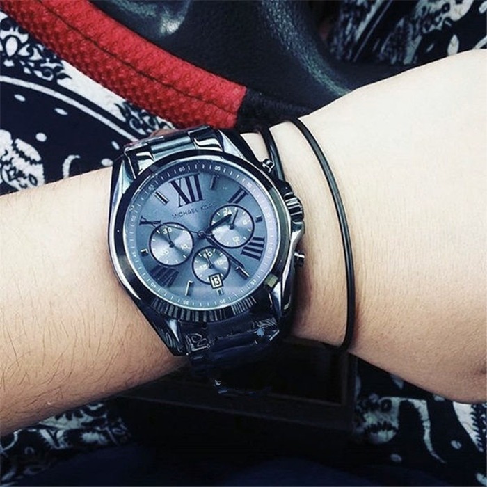 Michael Kors手錶 休閒男錶 MK手錶 炫彩藍鋼鏈大錶盤三眼計時手錶 日曆石英錶 商務休閒男士腕錶MK6248-細節圖5