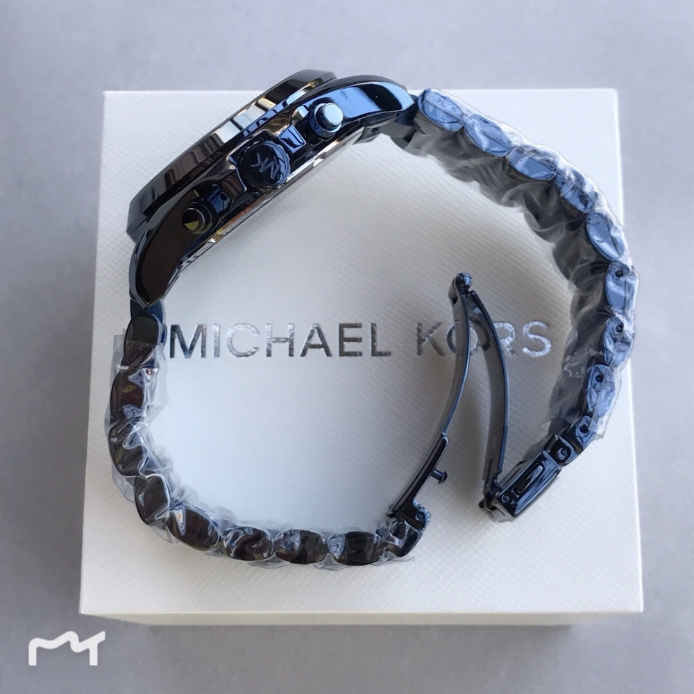 Michael Kors手錶 休閒男錶 MK手錶 炫彩藍鋼鏈大錶盤三眼計時手錶 日曆石英錶 商務休閒男士腕錶MK6248-細節圖10