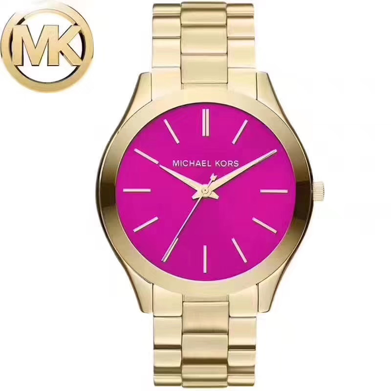 Michael Kors手錶 金色女錶 MK手錶 金色奢華時尚超薄大錶盤 大直徑石英錶 不鏽鋼鏈女生腕錶MK3264-細節圖2