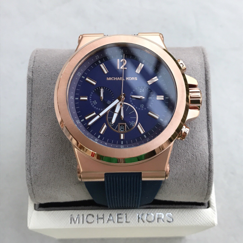 Michael Kors手錶 MK手錶男 休閒男錶 MK8184 MK8445 玫瑰金橡膠錶帶大錶盤時尚潮流休閒石英錶