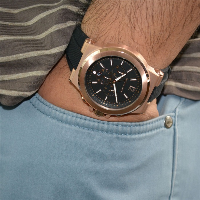 Michael Kors手錶 MK手錶男 休閒男錶 MK8184 MK8445 玫瑰金橡膠錶帶大錶盤時尚潮流休閒石英錶-細節圖4