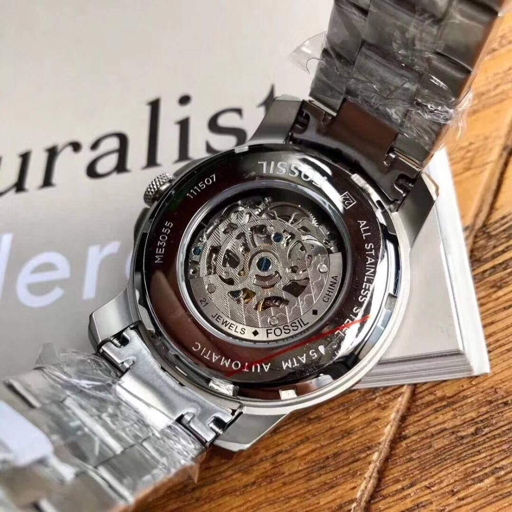 Fossil手錶 富思手錶男 商務休閒男錶 miyota機械錶 時尚潮流不鏽鋼鏈鏤空商務休閒男士腕錶ME3055-細節圖8