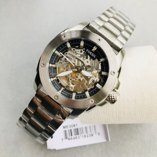 富思手錶男 Fossil手錶 大錶盤鏤空自動機械錶 商務休閒男錶 大直徑機械手錶 時尚潮流透底男士腕錶ME3081