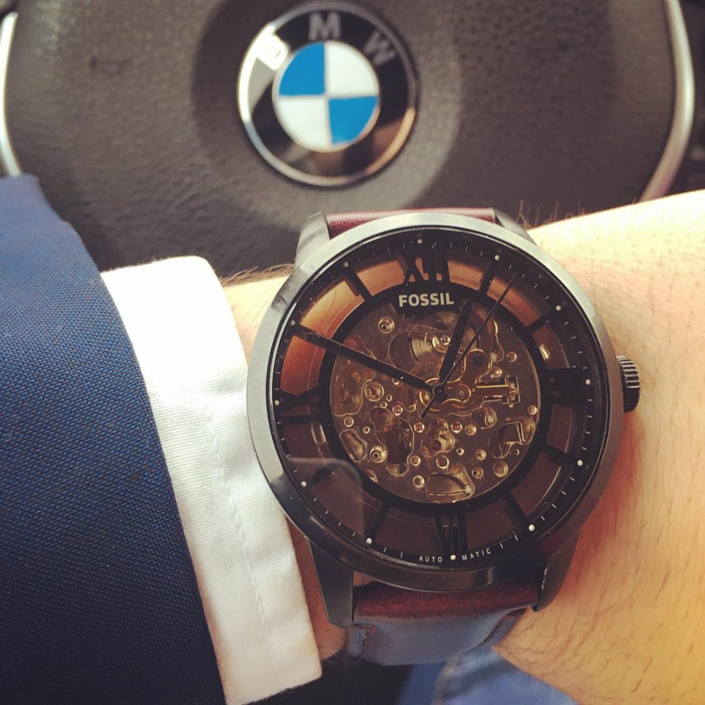 富思手錶 FOSSIL手錶 男士機械錶 時尚潮流透底鏤空男錶 真皮錶帶男生腕錶 大直徑防水機械錶 ME3098-細節圖2