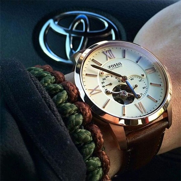 富思手錶 Fossil手錶 大直徑鏤空機械錶 防水男士自動機械錶 商務休閒真皮帶男錶ME3105 棕色皮帶錶 時尚腕錶-細節圖2