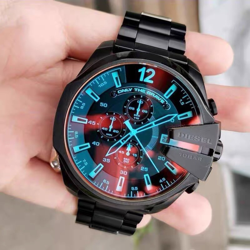 Diesel手錶男 迪賽手錶 CHIEF軍官系列 偏光三眼計時碼錶 極光夢魘 大錶盤石英男錶DZ4318 大直徑手錶男-細節圖2