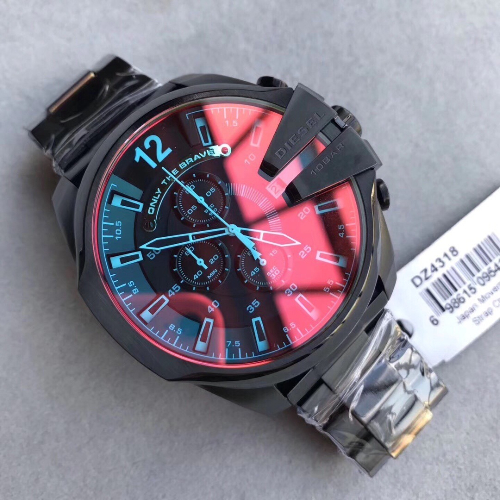 Diesel手錶男 迪賽手錶 CHIEF軍官系列 偏光三眼計時碼錶 極光夢魘 大錶盤石英男錶DZ4318 大直徑手錶男-細節圖7
