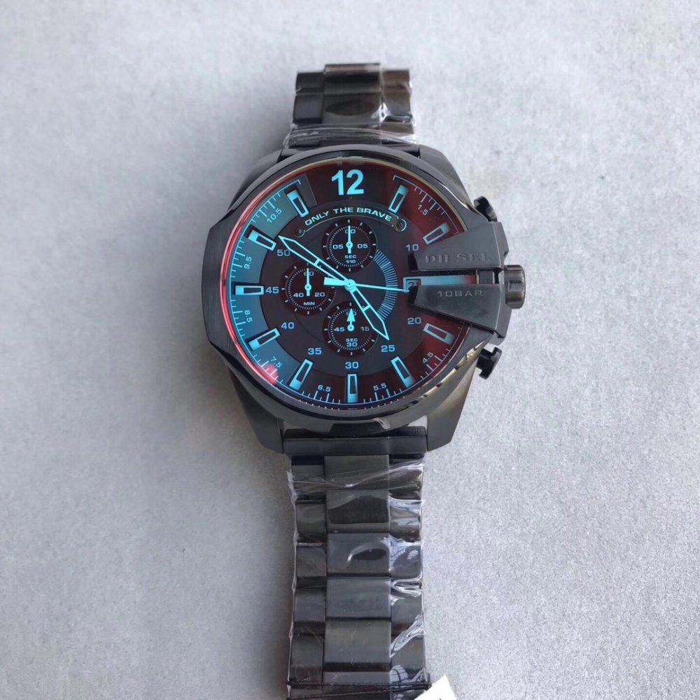Diesel手錶男 迪賽手錶 CHIEF軍官系列 偏光三眼計時碼錶 極光夢魘 大錶盤石英男錶DZ4318 大直徑手錶男-細節圖8