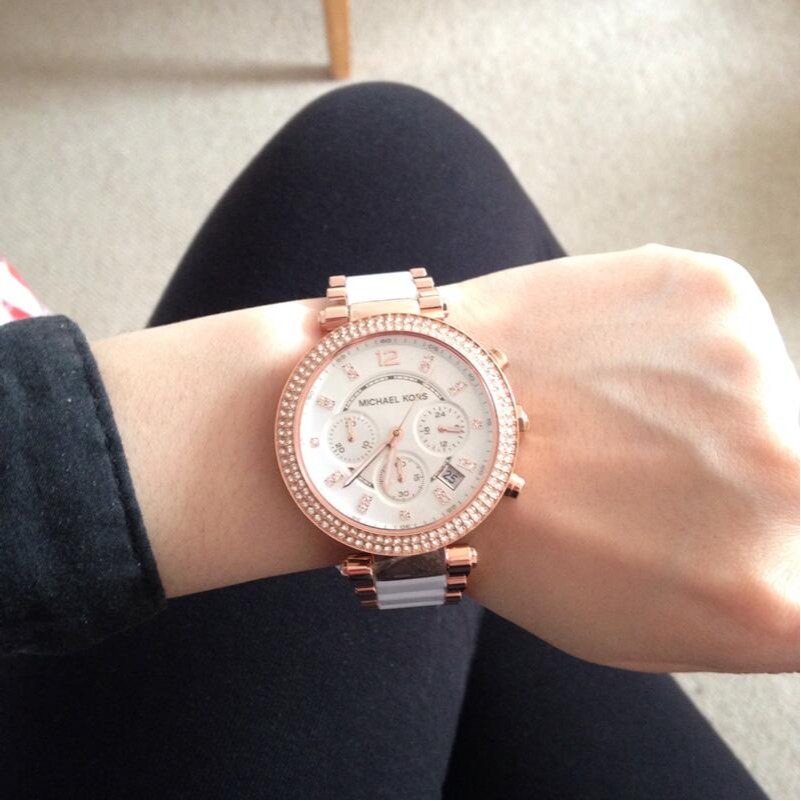 MICHAEL KORS手錶 MK手錶女 MK5774 經典款 白色陶瓷手錶 鑲鑽三眼計時日曆防水女錶 時尚休閒女錶-細節圖4
