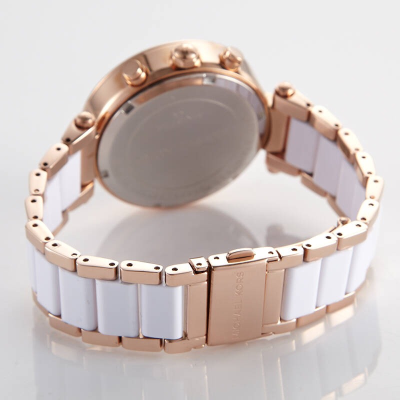 MICHAEL KORS手錶 MK手錶女 MK5774 經典款 白色陶瓷手錶 鑲鑽三眼計時日曆防水女錶 時尚休閒女錶-細節圖9