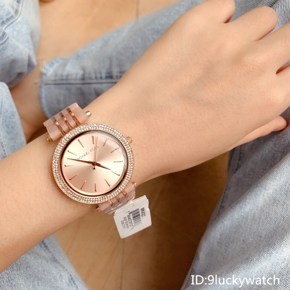 Michael Kors手錶 MK手錶女 大直徑時尚潮流女生腕錶 間膠粉色女錶 薄款休閒百搭石英錶MK4327-細節圖4