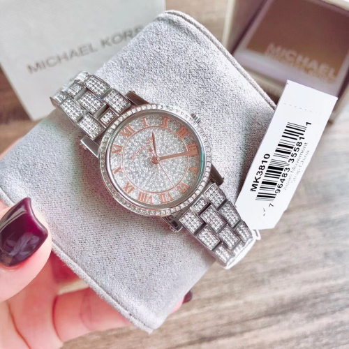 代購MICHAEL KORS手錶 滿天星女錶 鑲鑽小直徑鋼帶錶 時尚精美百搭女生腕錶MK3810 MK手錶 女生石英錶