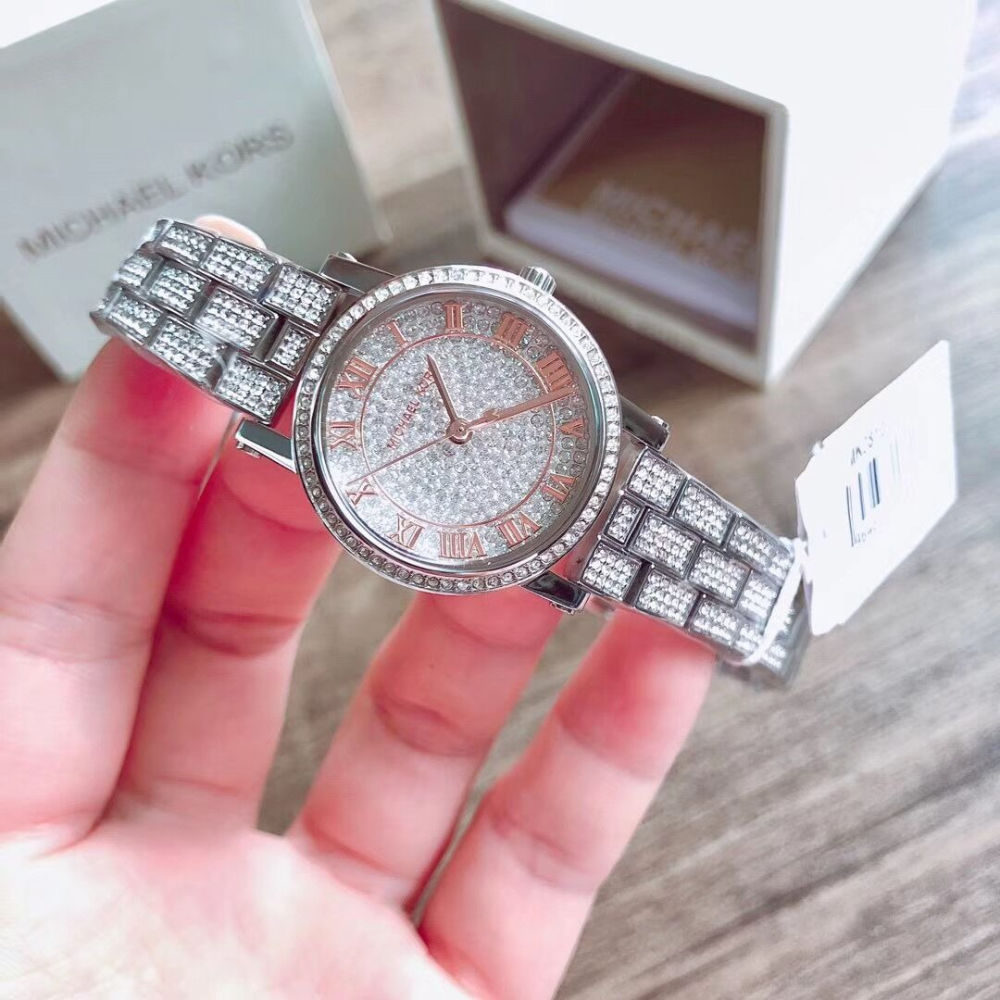 代購MICHAEL KORS手錶 滿天星女錶 鑲鑽小直徑鋼帶錶 時尚精美百搭女生腕錶MK3810 MK手錶 女生石英錶-細節圖3