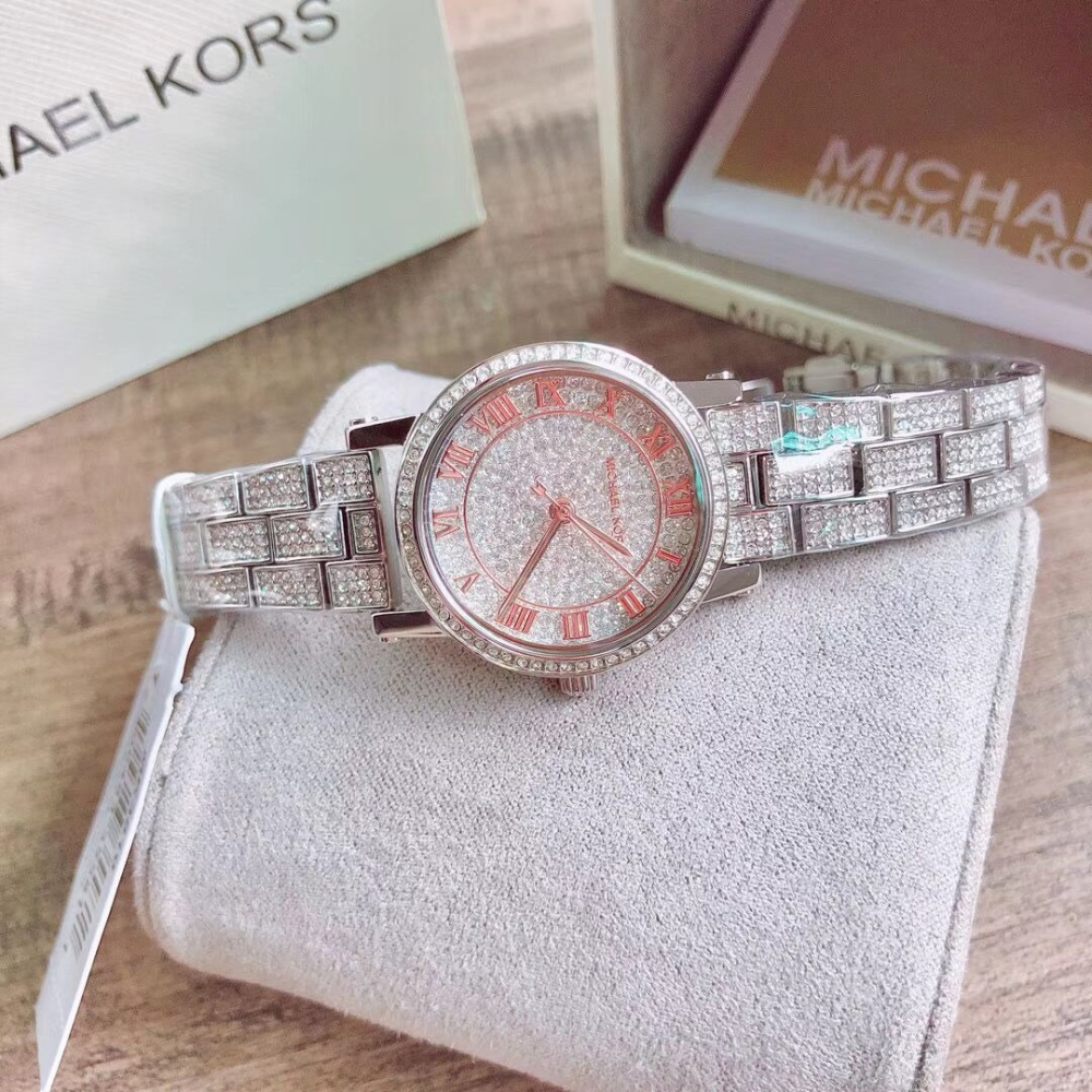 代購MICHAEL KORS手錶 滿天星女錶 鑲鑽小直徑鋼帶錶 時尚精美百搭女生腕錶MK3810 MK手錶 女生石英錶-細節圖4