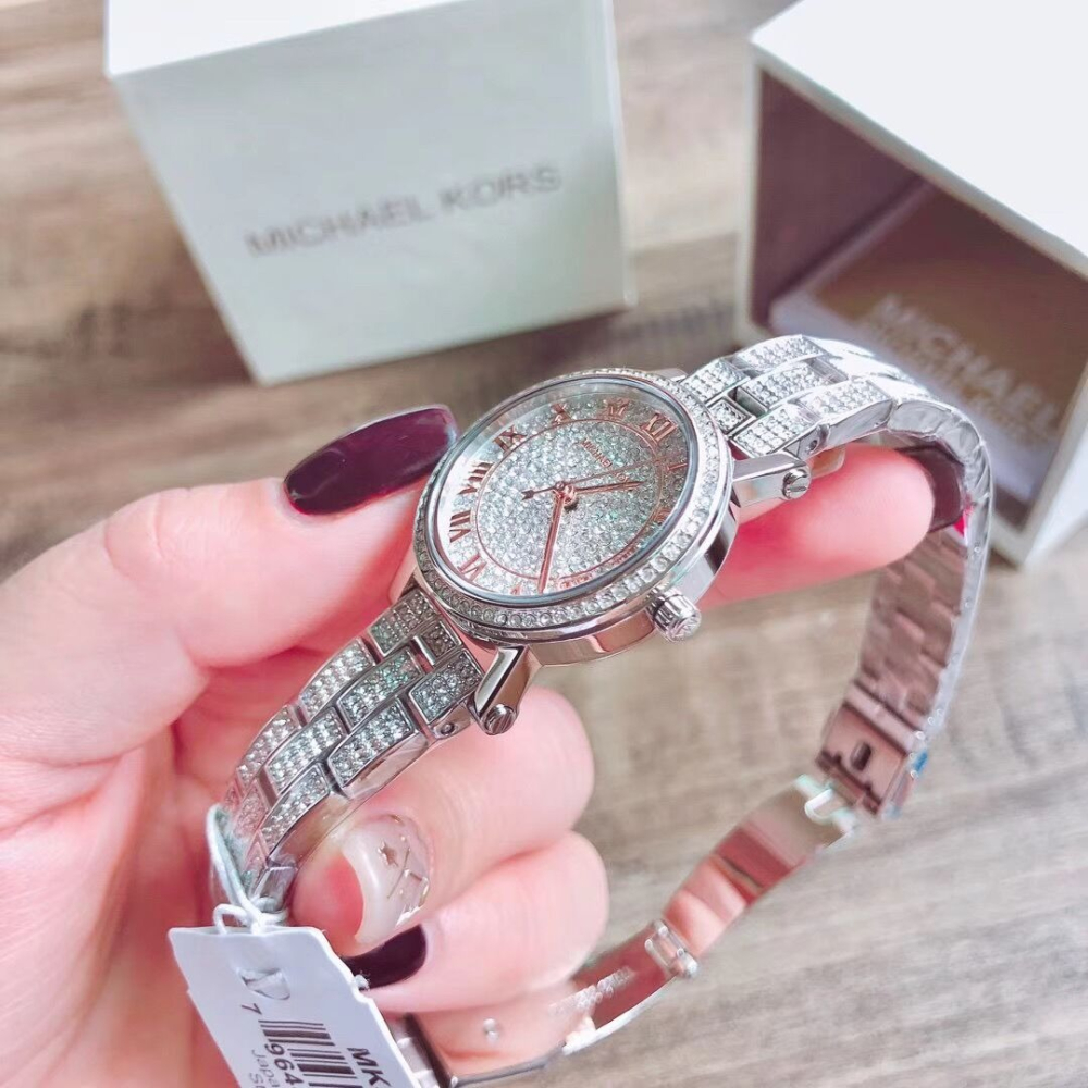 代購MICHAEL KORS手錶 滿天星女錶 鑲鑽小直徑鋼帶錶 時尚精美百搭女生腕錶MK3810 MK手錶 女生石英錶-細節圖6