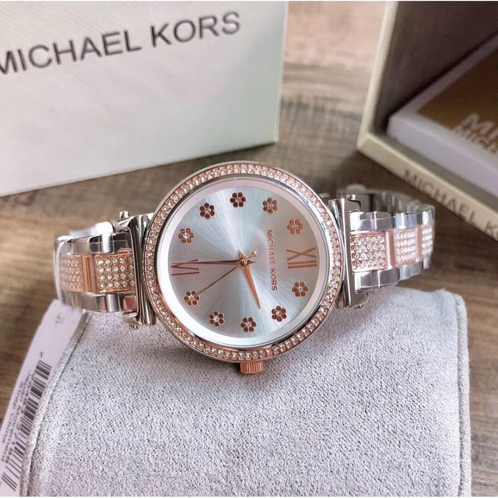 代購MICHAEL KORS手錶 MK3880 手錶女生 鑲鑽花朵女錶 小直徑小金錶 時尚百搭通勤女生腕錶 MK手錶-細節圖6