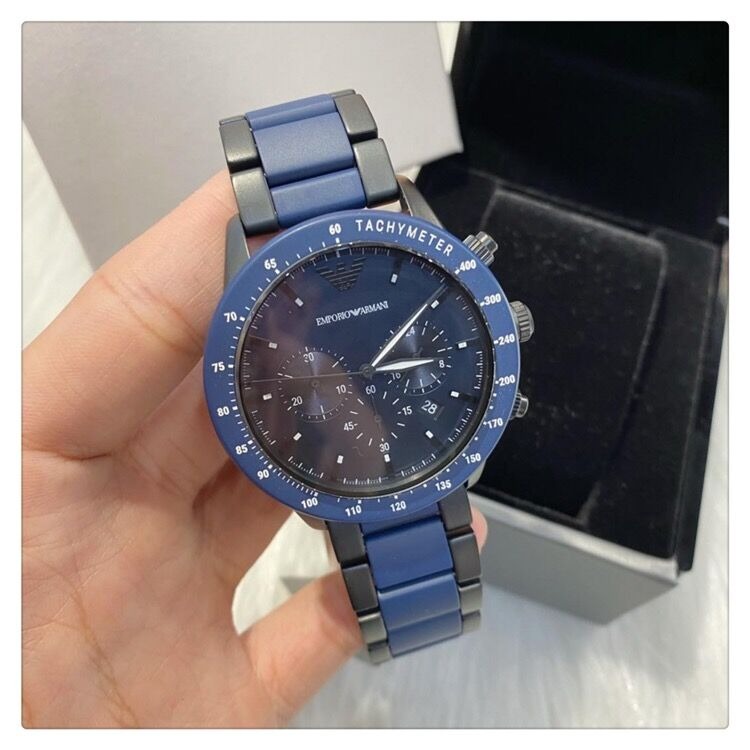 Armani手錶男生 新品阿瑪尼手錶 AR70001 吳磊明星同款手錶 大直徑時尚藍色三眼計時日曆石英錶 商務通勤男錶-細節圖8