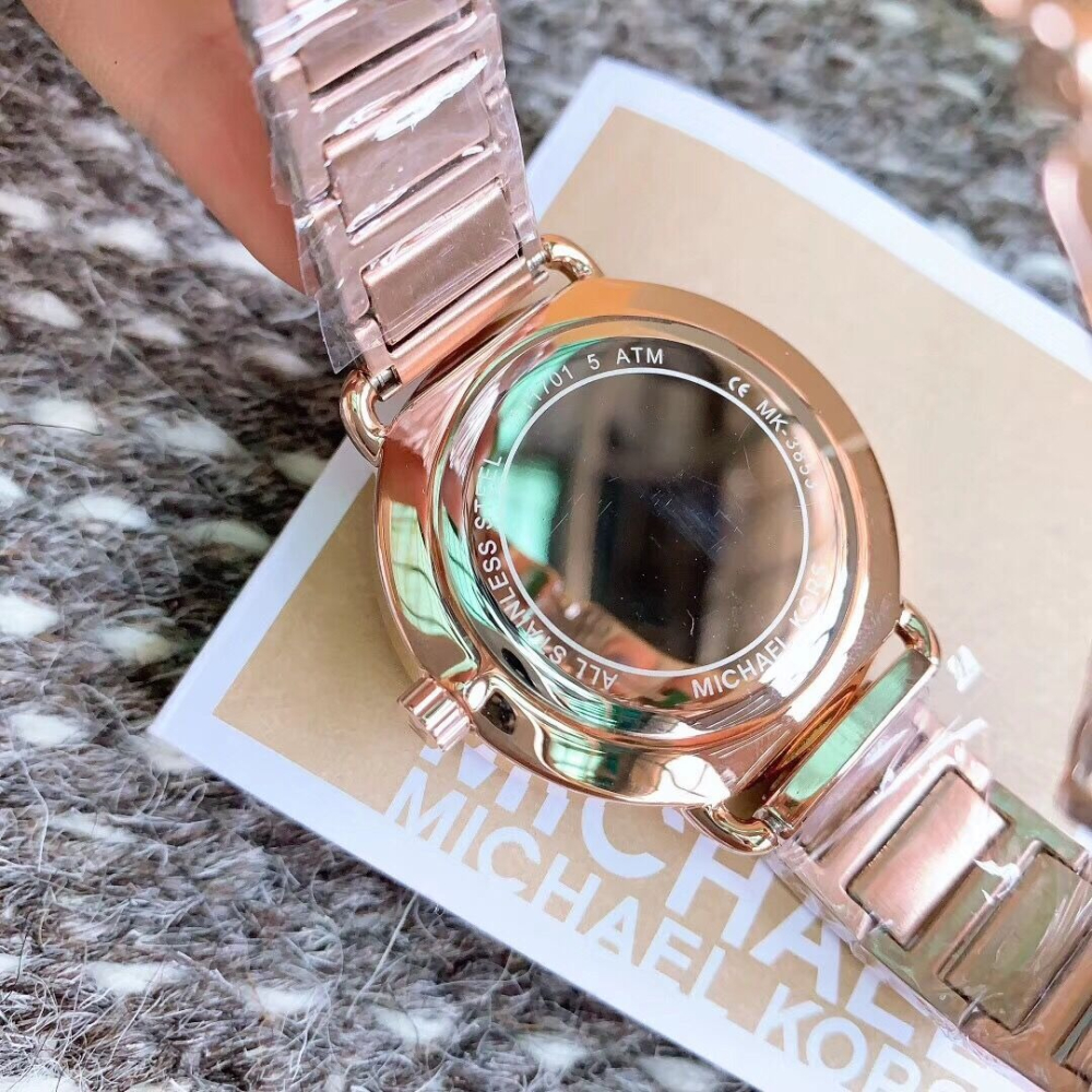 代購MICHAEL KORS手錶女生 MK手錶 玫瑰金色鋼鏈錶 鑲鑽時尚女錶 潮流休閒防水石英錶MK3852 MK385-細節圖9