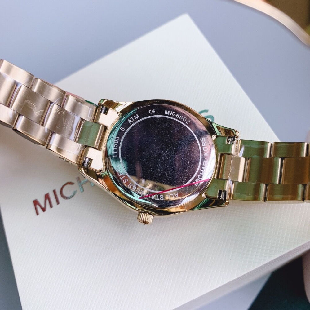 MICHAEL KORS手錶 彩色寶藍面玫瑰金色鋼鏈錶 MK手錶女 時尚潮流百搭女錶 小金錶MK6605 MK6602-細節圖9